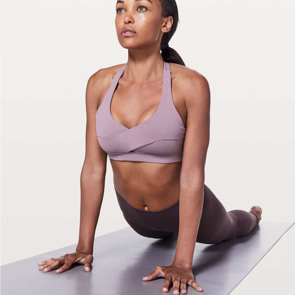 Lululemon Energy Bra Wrap Dusty Mauve Sz 6 Medium Support B-D Cup